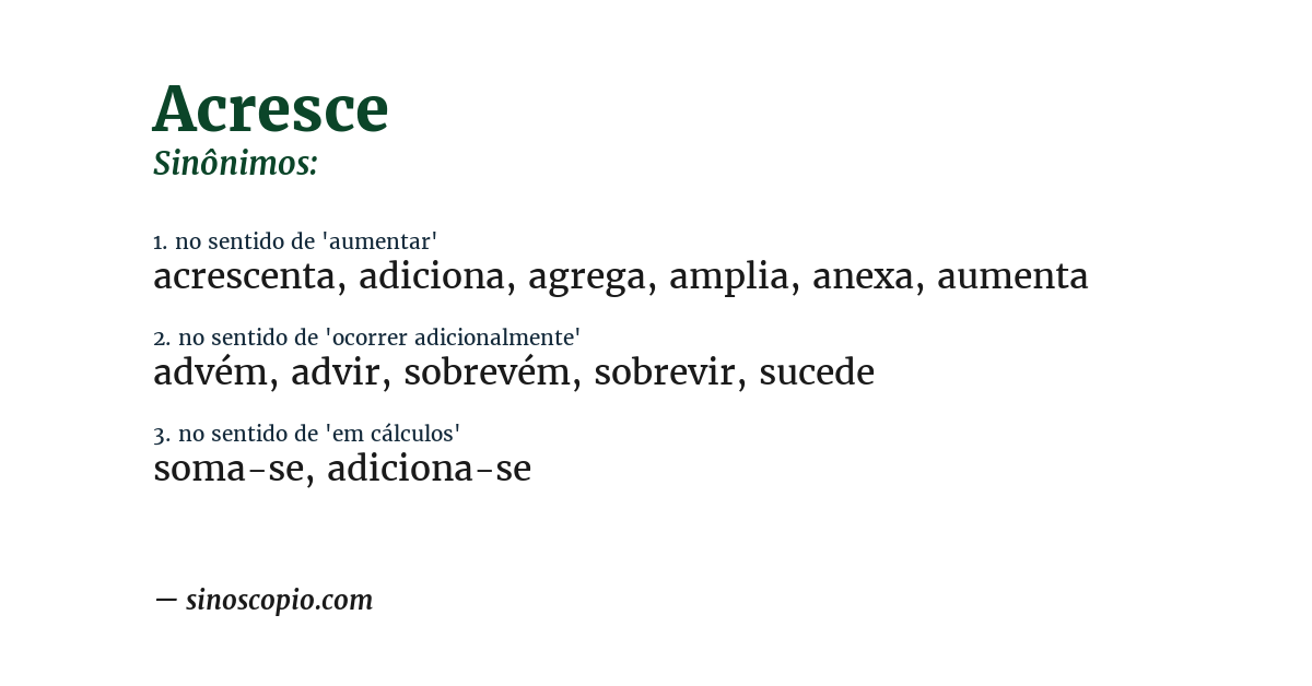 Sinônimo de acresce