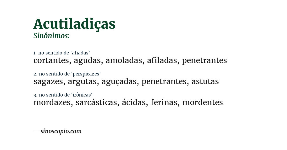 Sinônimo de acutiladiças