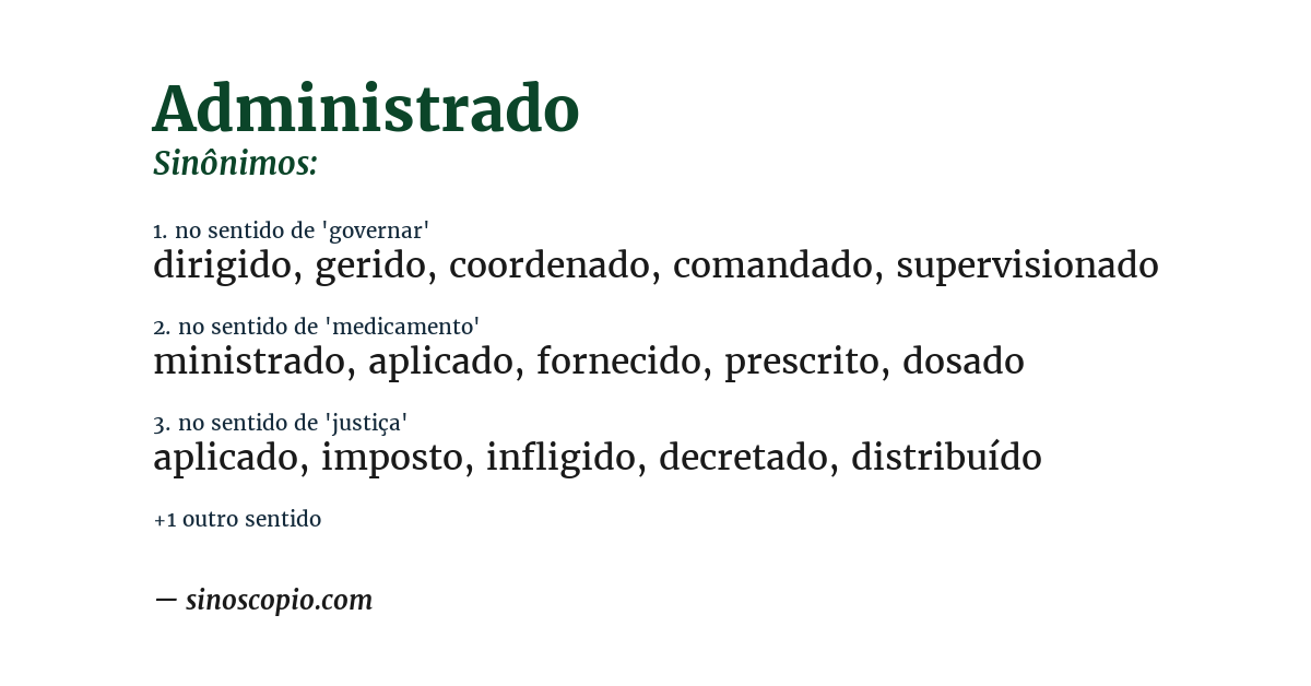 Sinônimo de administrado