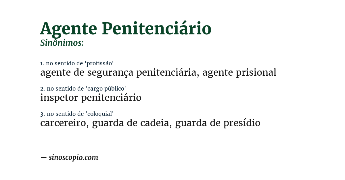 Sinônimo de agente penitenciário
