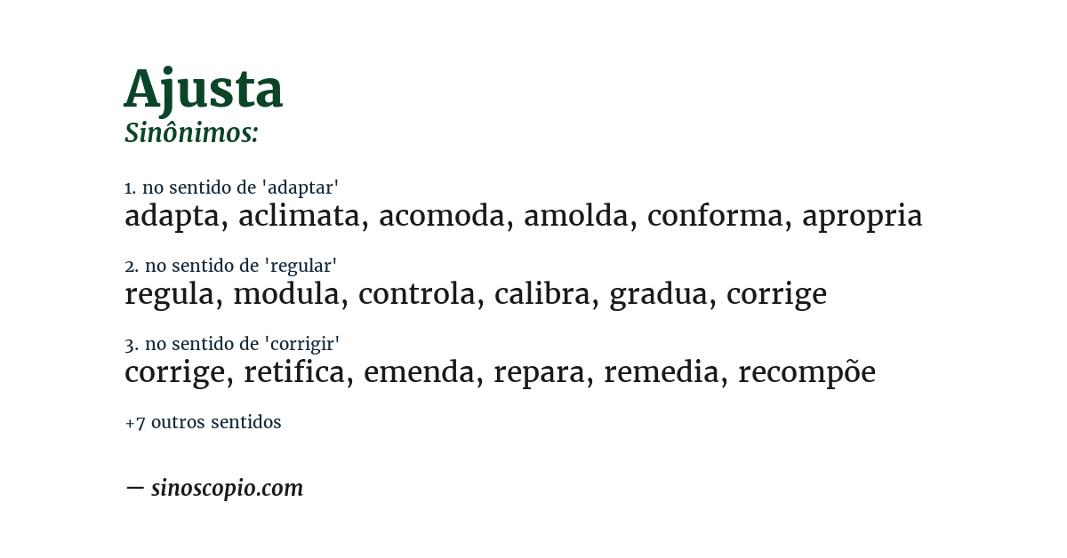 Sinônimo de ajusta