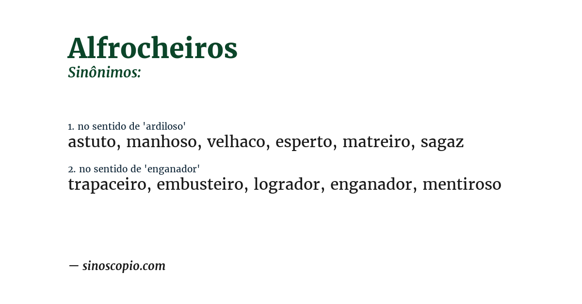 Sinônimo de alfrocheiros