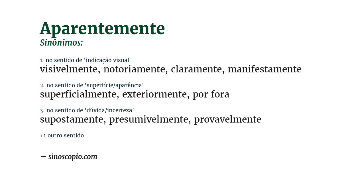 Sinônimo de aparentemente
