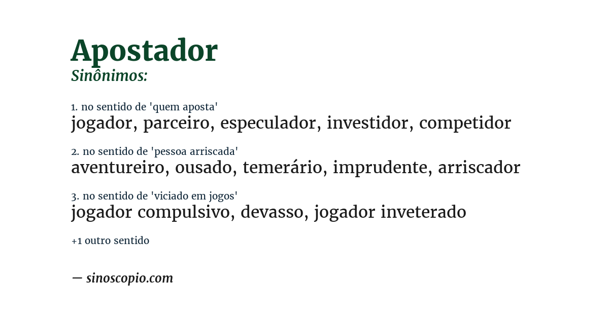 Sinônimo de apostador