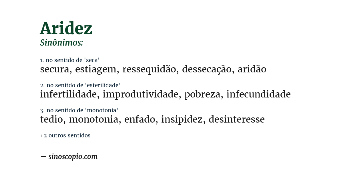 Sinônimo de aridez