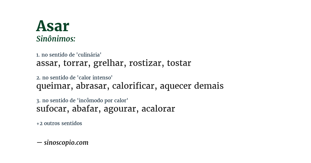 Sinônimo de asar