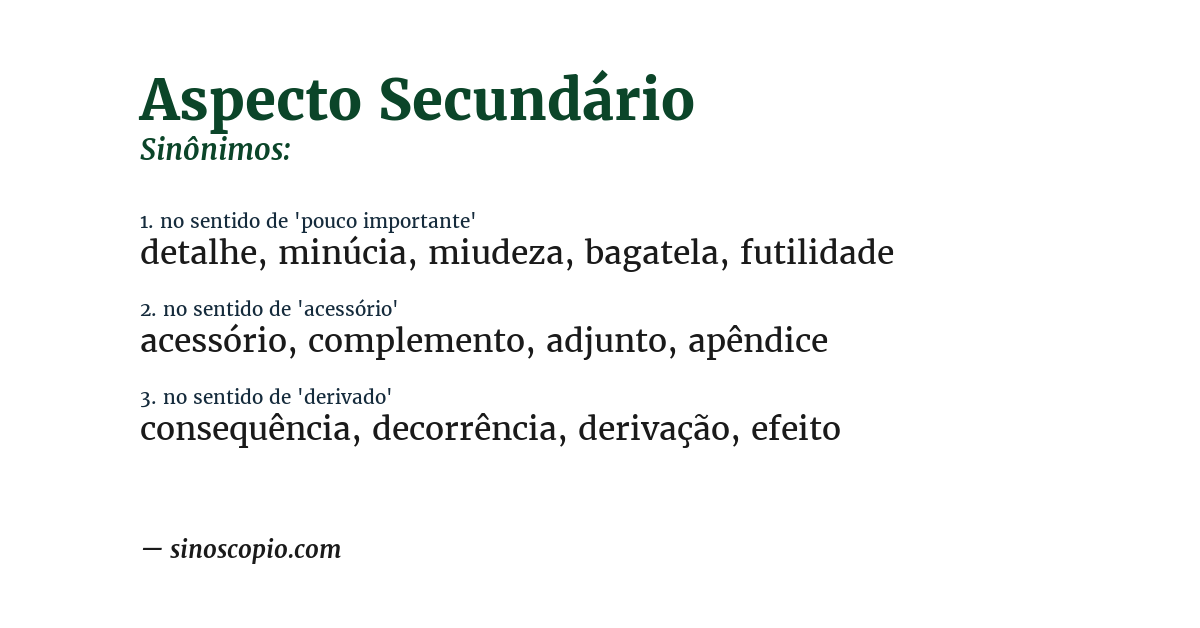 Sinônimo de aspecto secundário