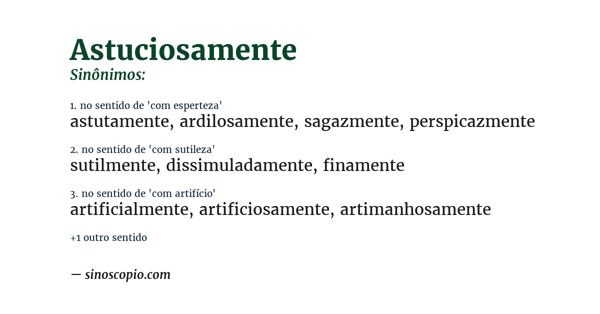 Sinônimo de astuciosamente