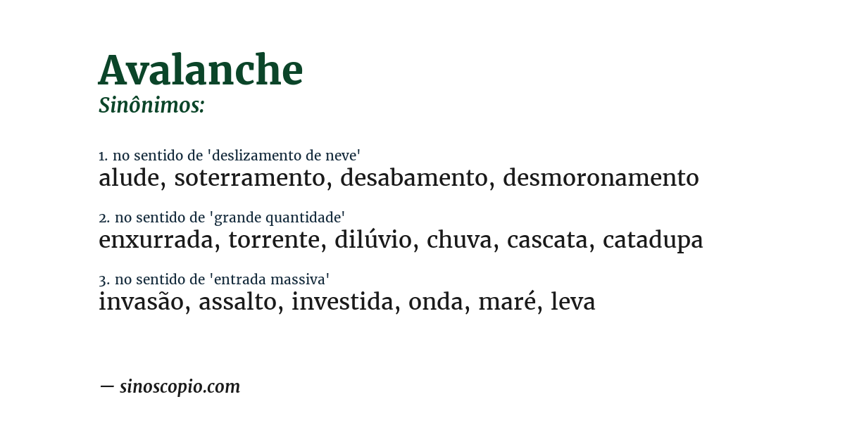 Sinônimo de avalanche