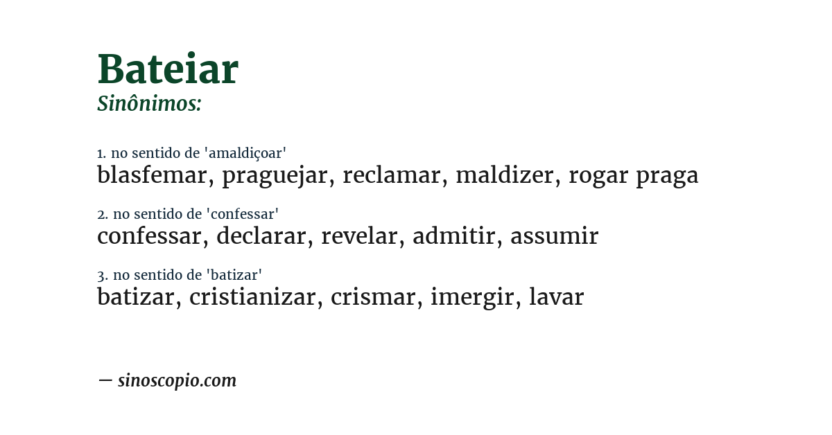 Sinônimo de bateiar
