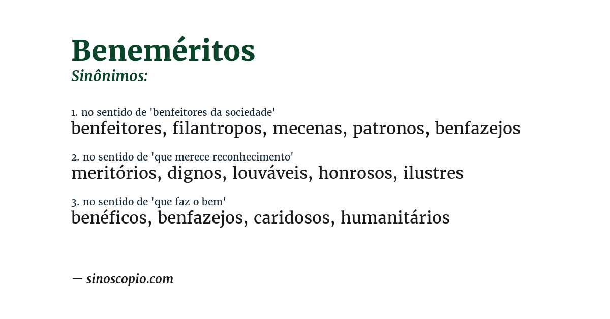Sinônimo de beneméritos