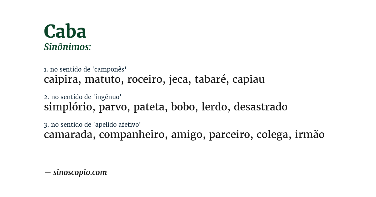 Sinônimo de caba