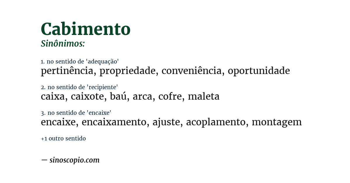 Sinônimo de cabimento