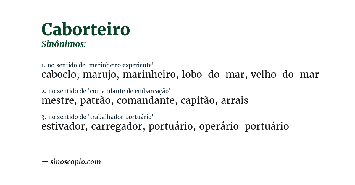Sinônimo de caborteiro