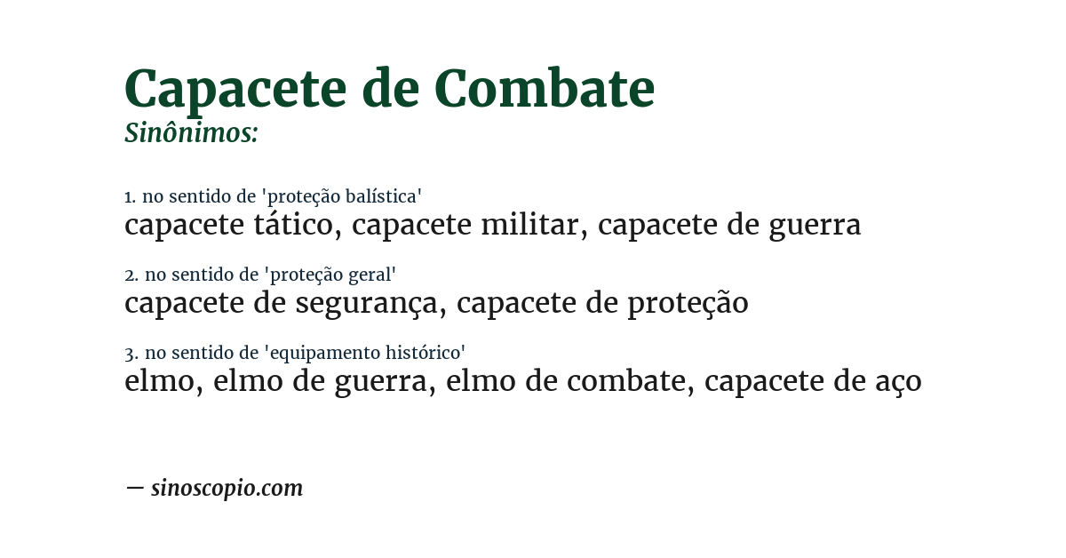 Sinônimo de capacete de combate