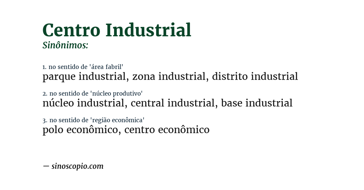 Sinônimo de centro industrial