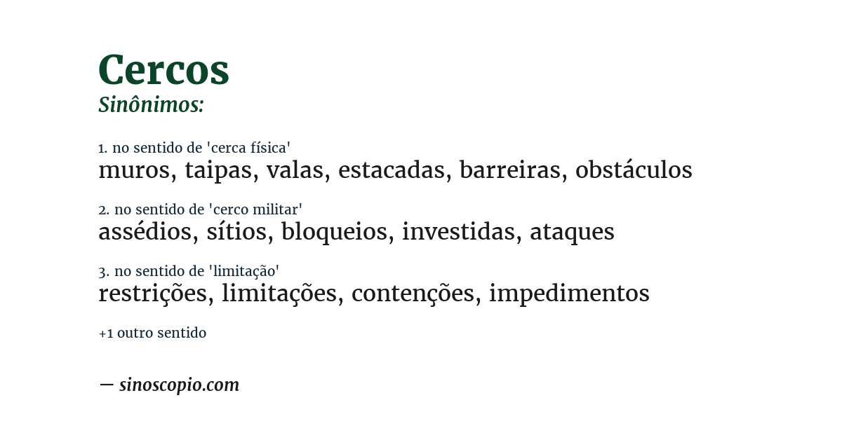 Sinônimo de cercos