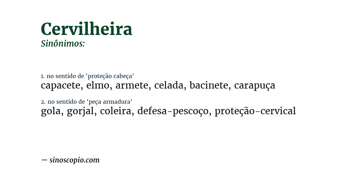 Sinônimo de cervilheira