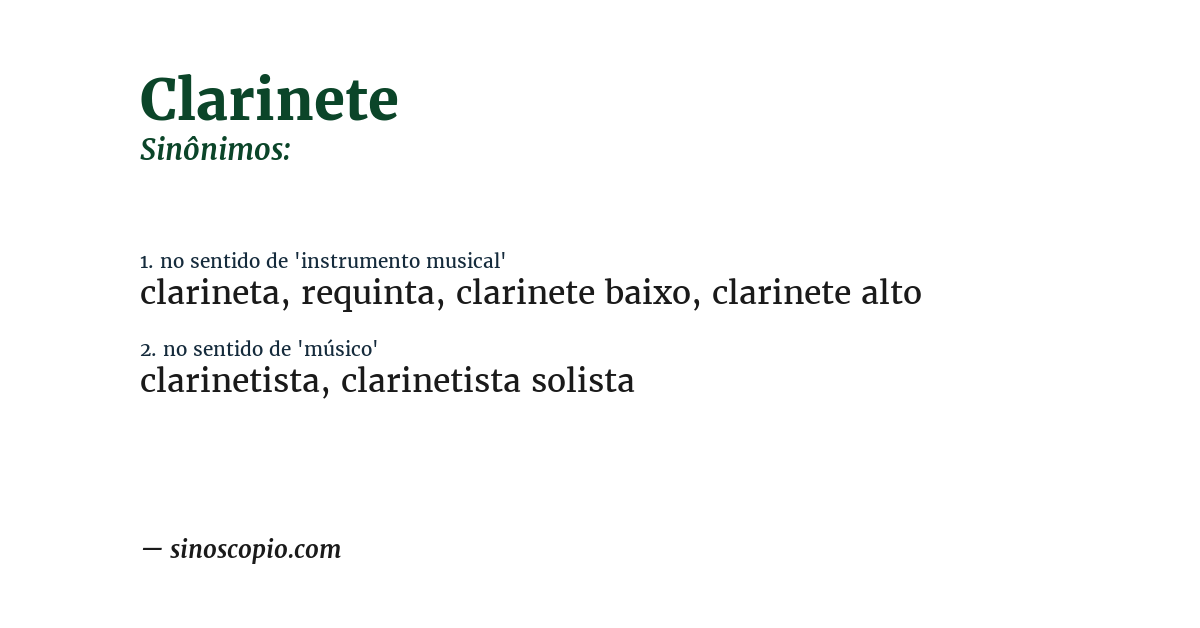 Sinônimo de clarinete