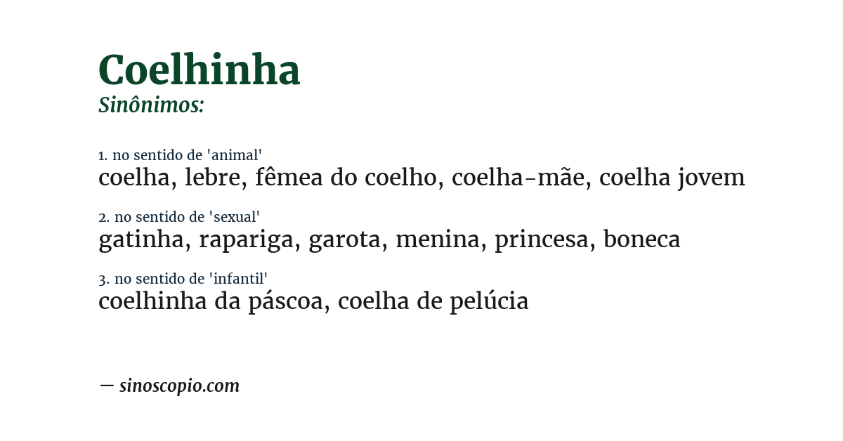 Sinônimo de coelhinha
