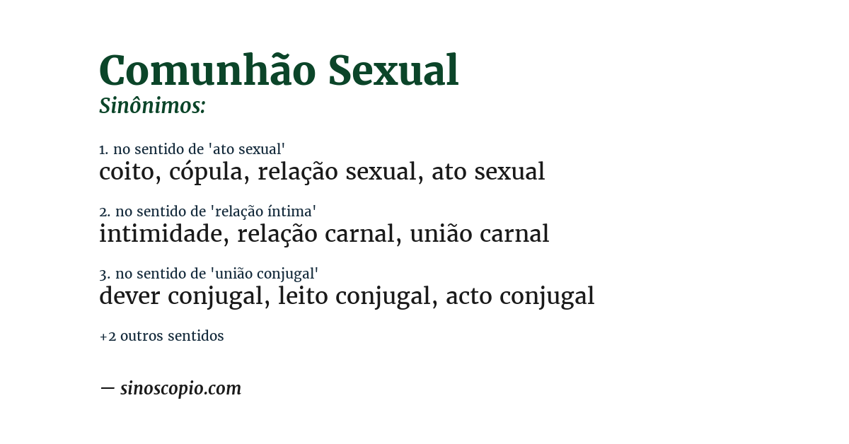 Sinônimo de comunhão sexual