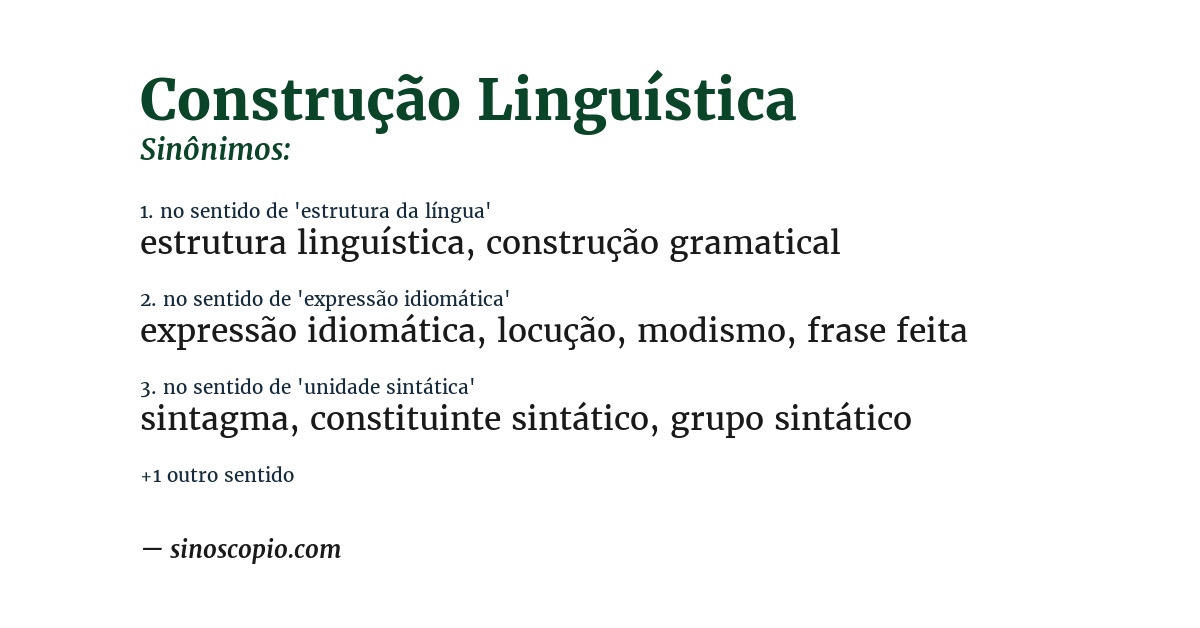 Sinônimo de construção linguística
