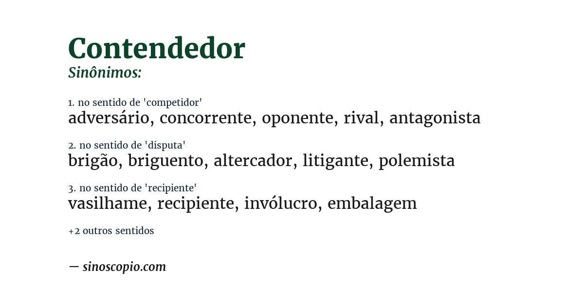 Sinônimo de contendedor