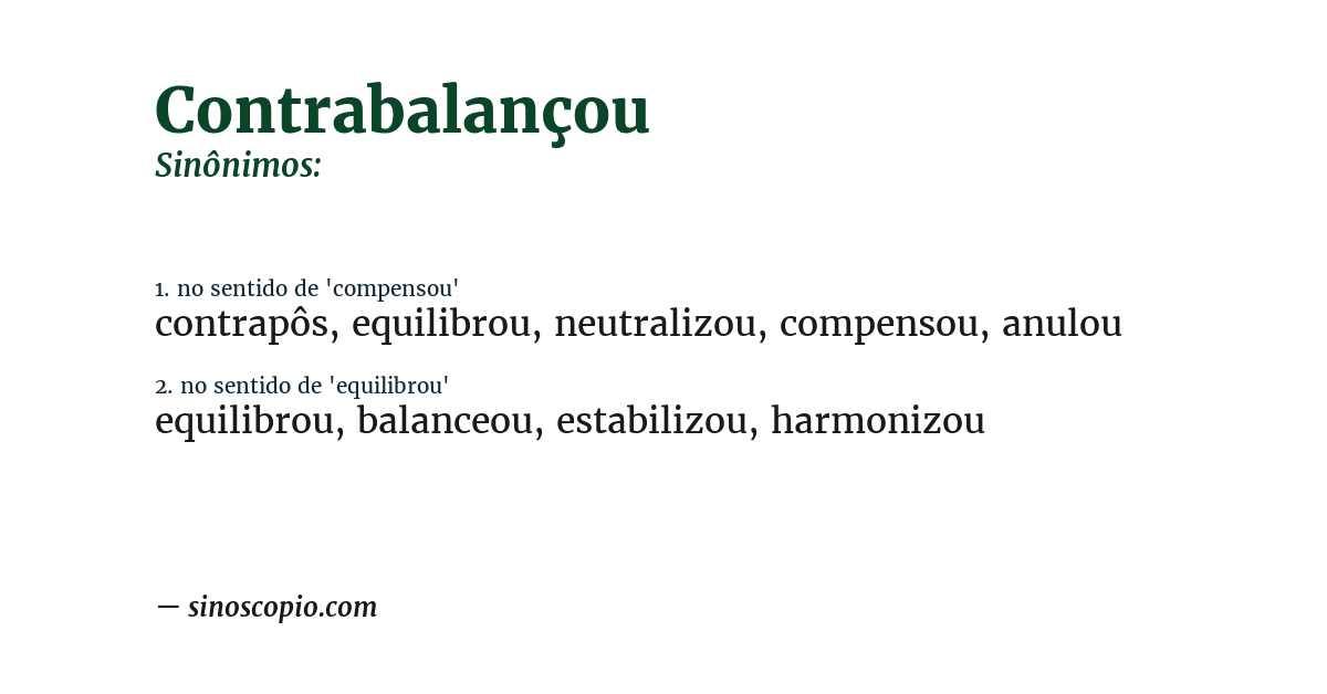 Sinônimo de contrabalançou