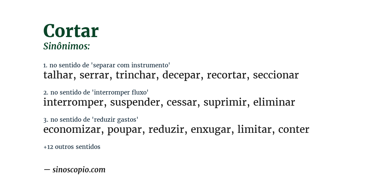 Sinônimo de cortar