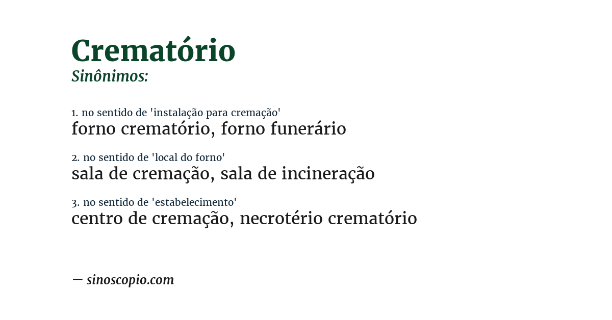 Sinônimo de crematório