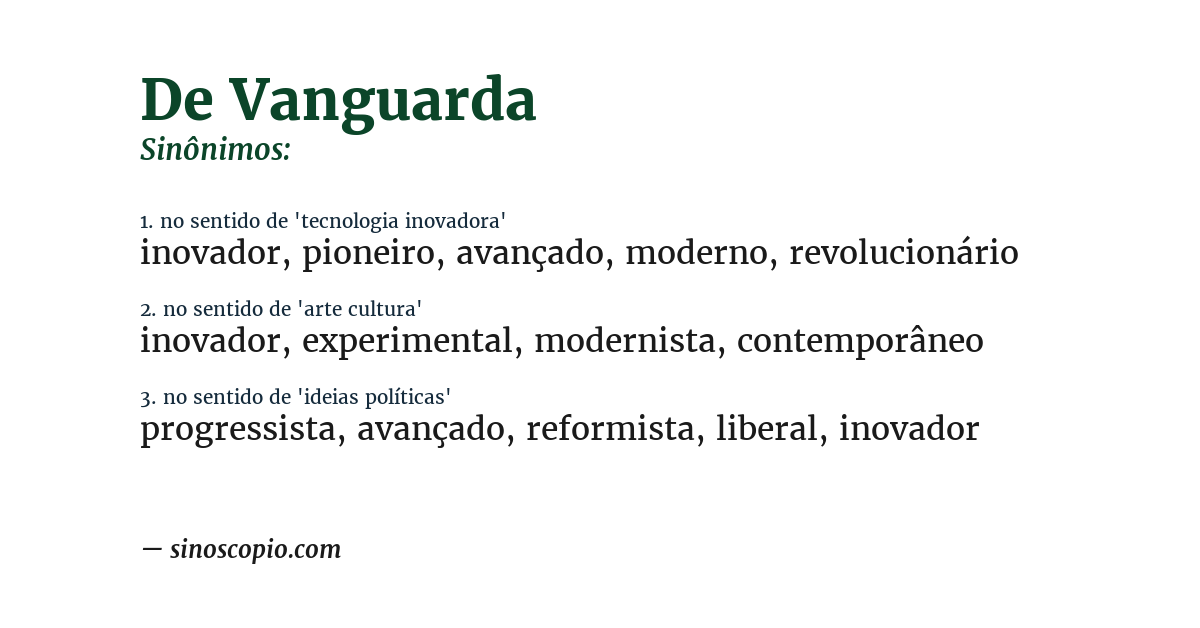 Sinônimo de de vanguarda