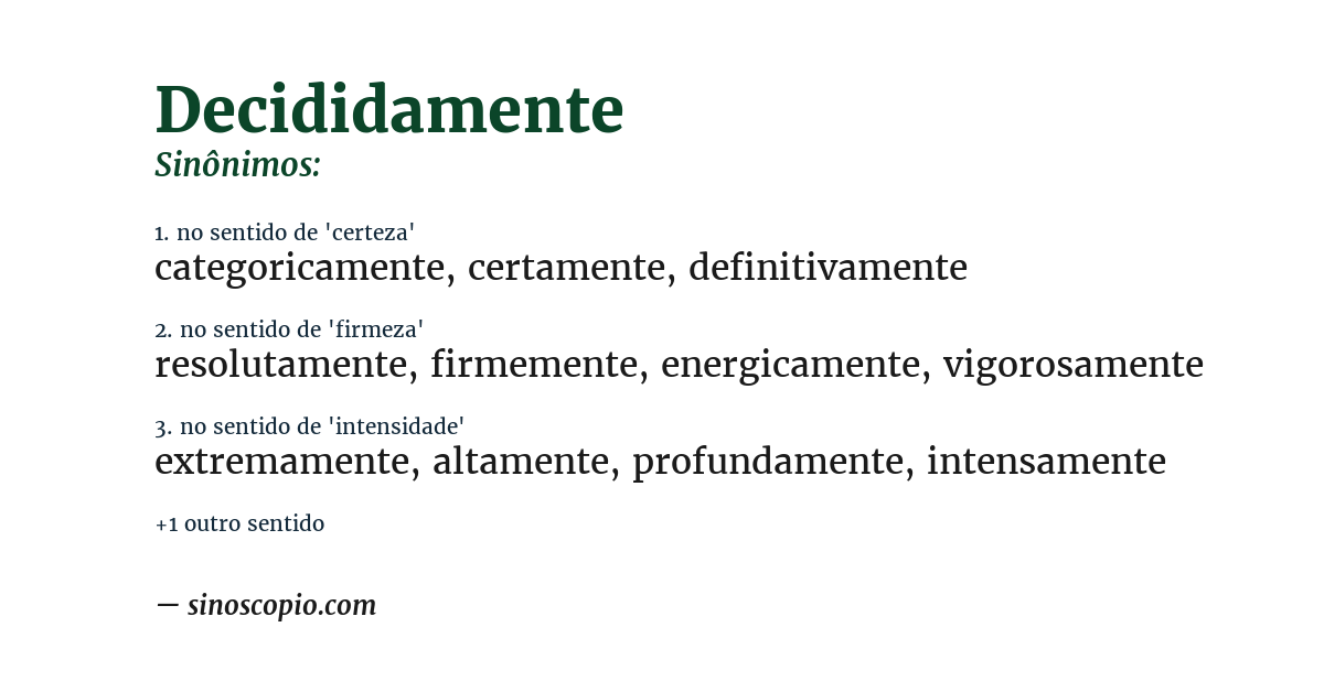 Sinônimo de decididamente