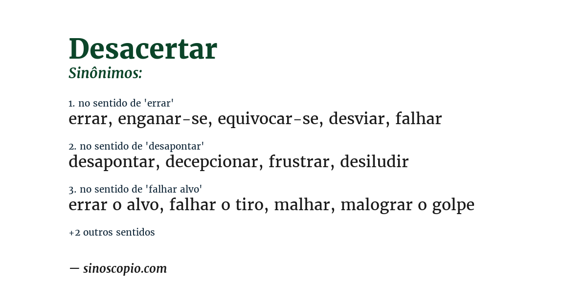 Sinônimo de desacertar