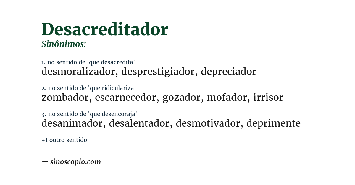 Sinônimo de desacreditador