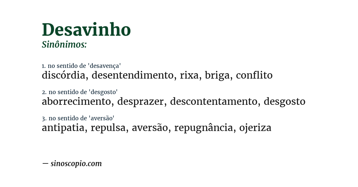 Sinônimo de desavinho