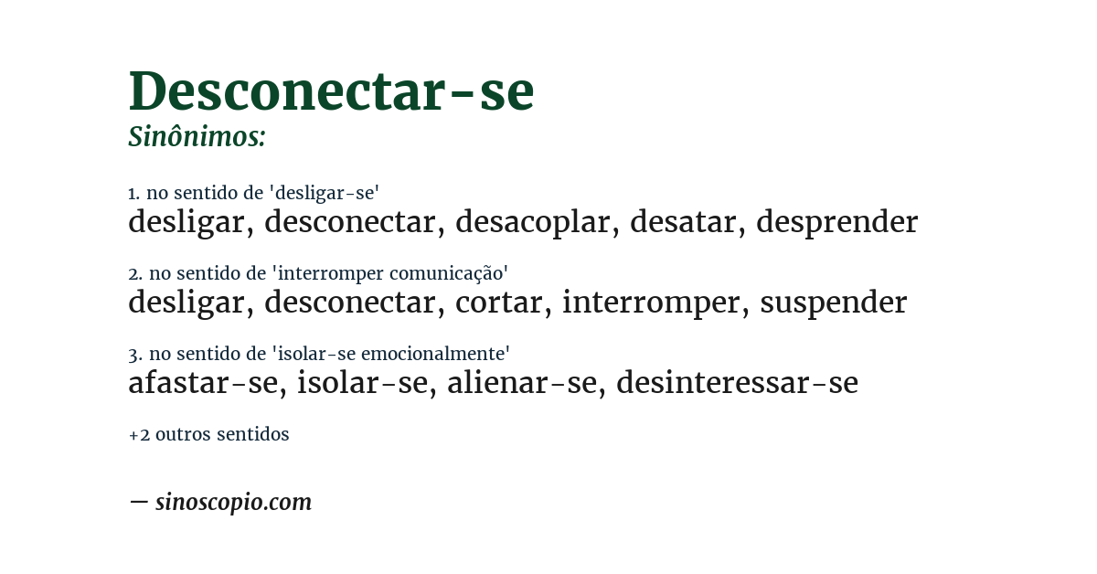 Sinônimo de desconectar-se