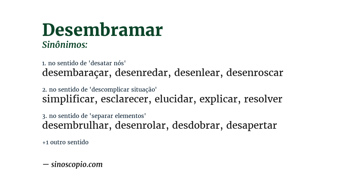 Sinônimo de desembramar