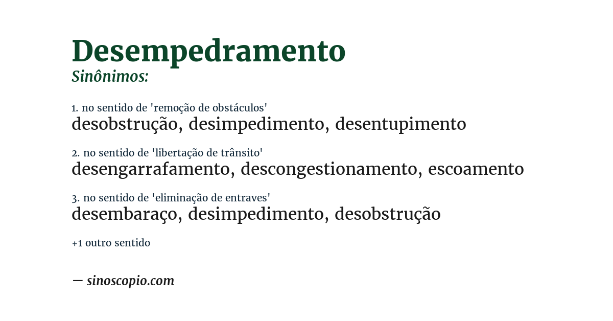 Sinônimo de desempedramento