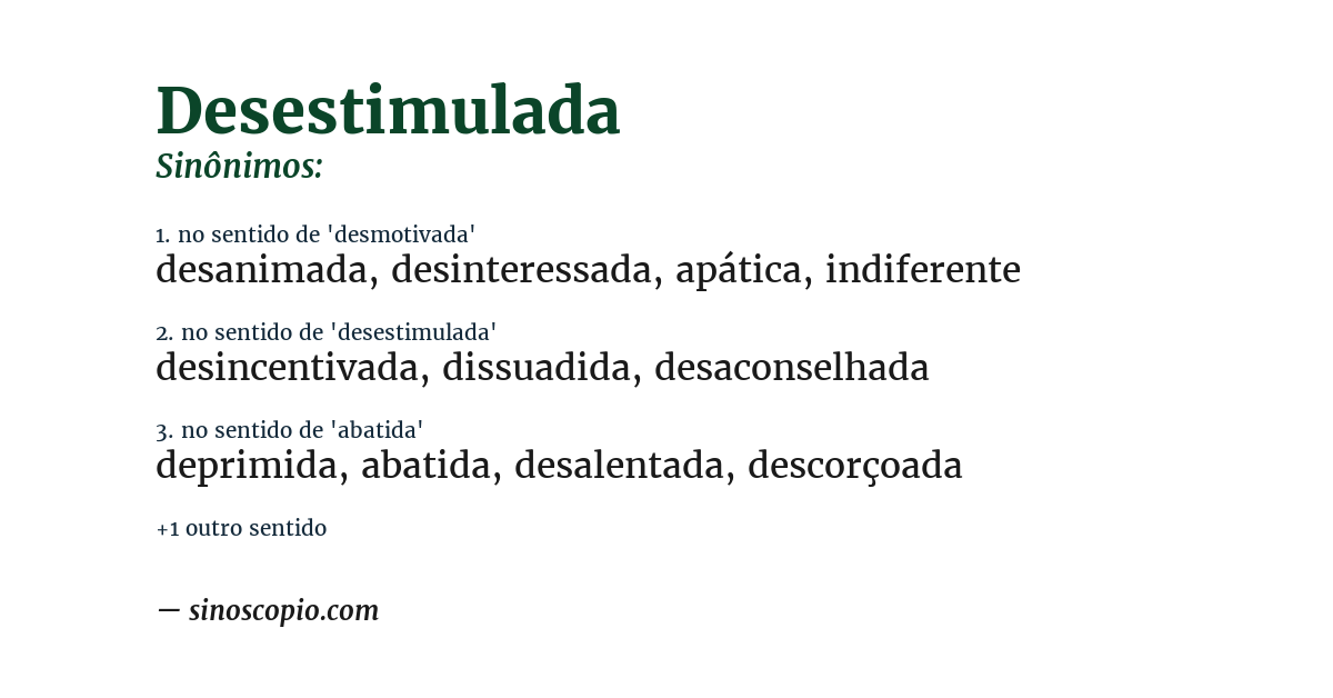Sinônimo de desestimulada