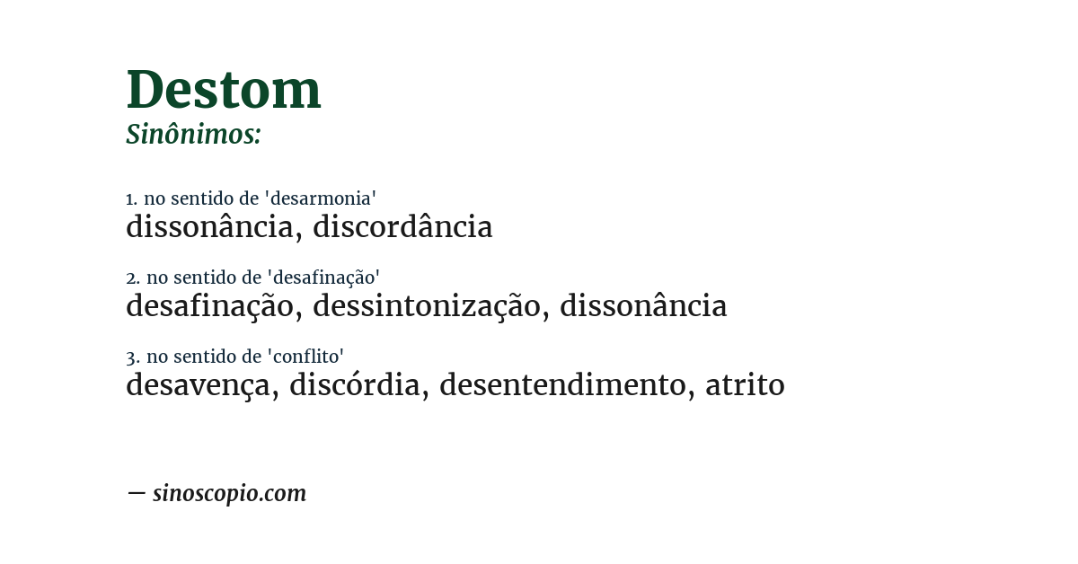 Sinônimo de destom