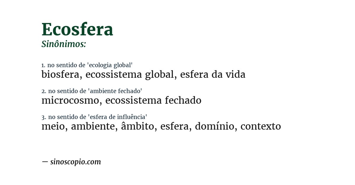 Sinônimo de ecosfera