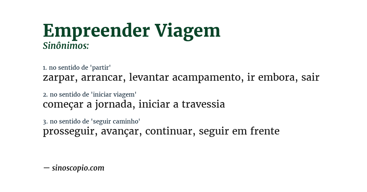 Sinônimo de empreender viagem