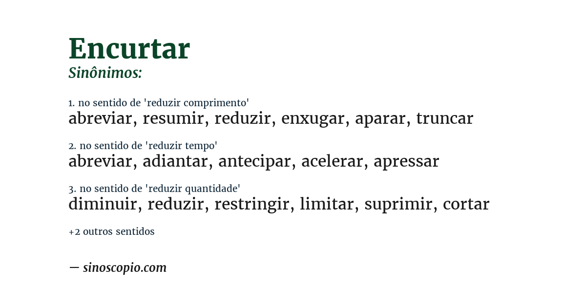 Sinônimo de encurtar