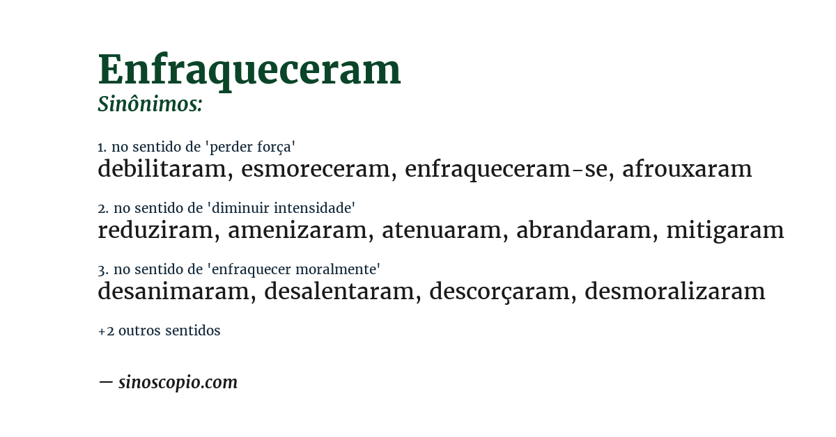 Sinônimo de enfraqueceram