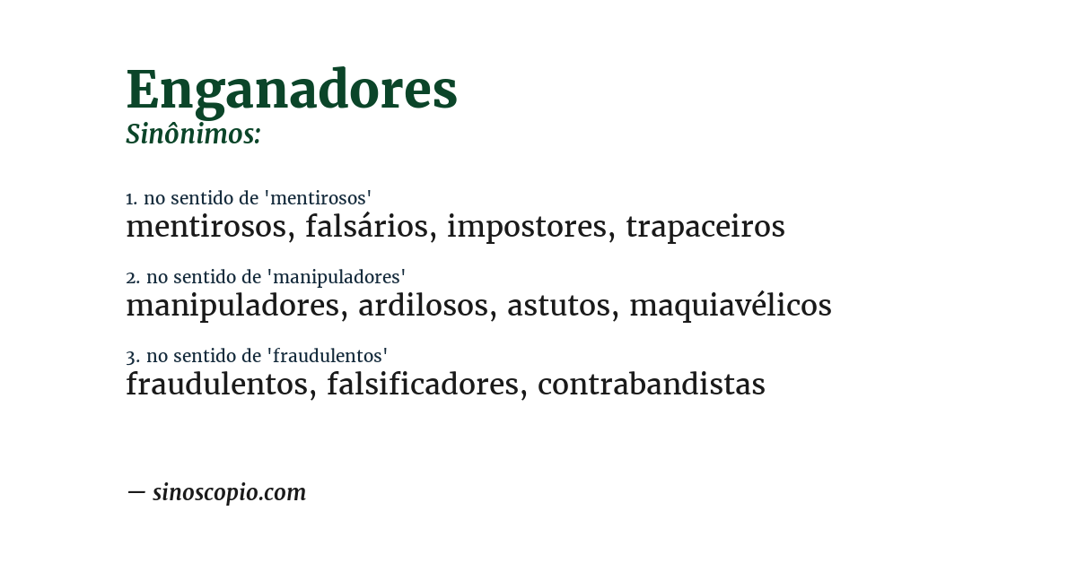 Sinônimo de enganadores