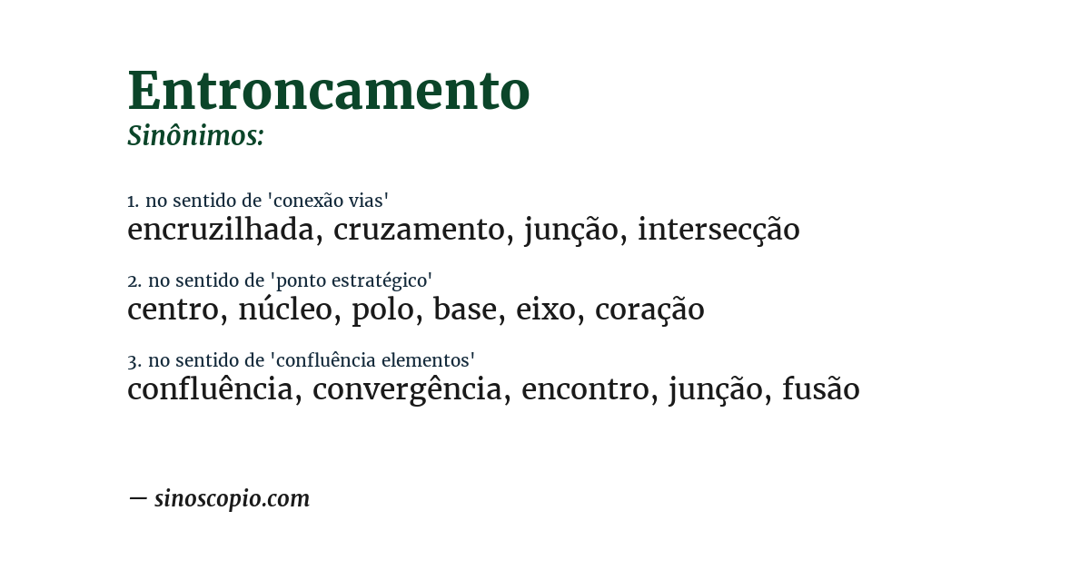 Sinônimo de entroncamento