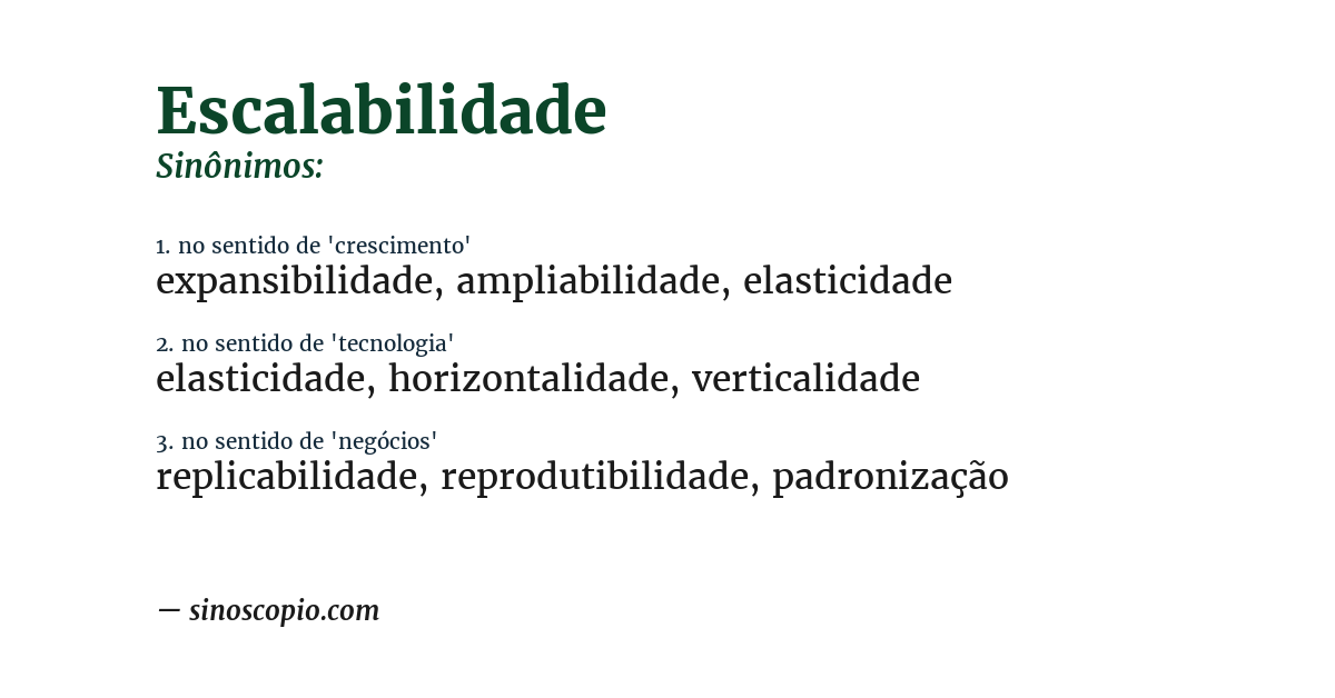 Sinônimo de escalabilidade