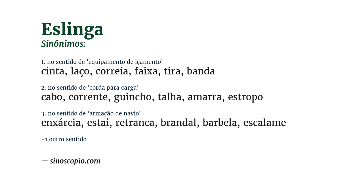 Sinônimo de eslinga