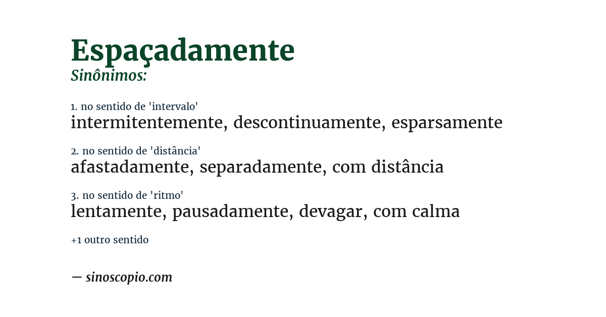 Sinônimo de espaçadamente