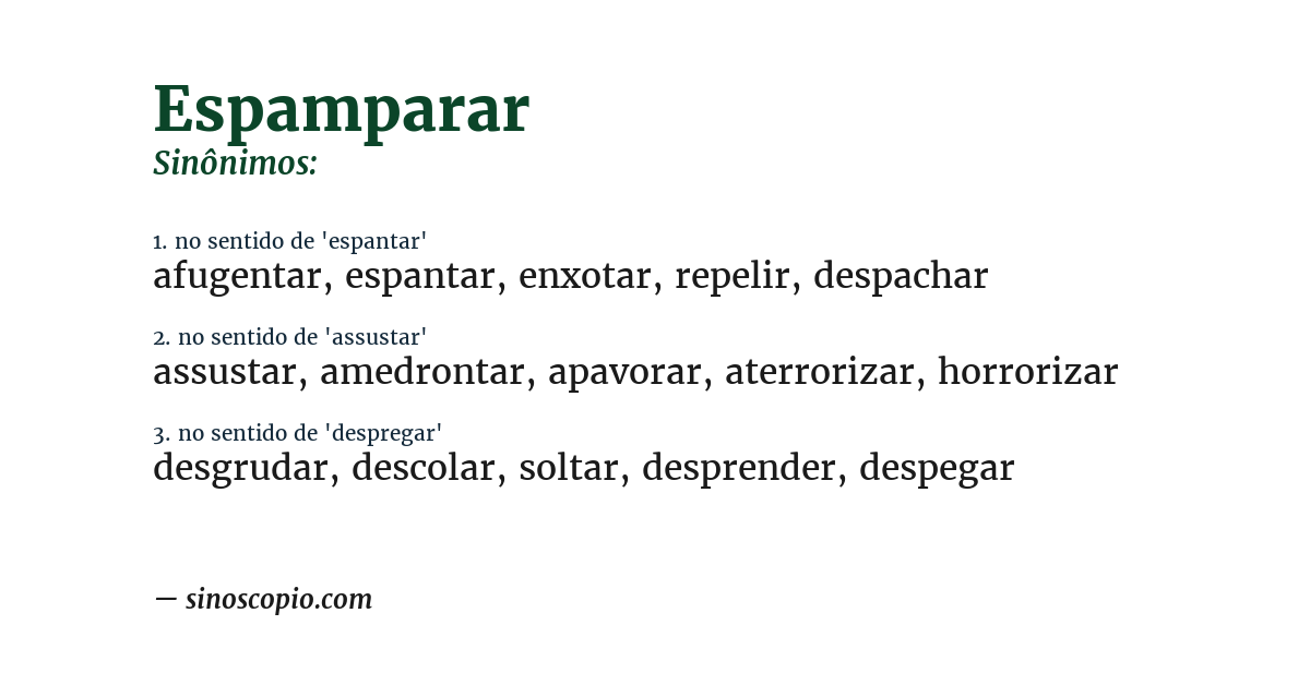 Sinônimo de espamparar